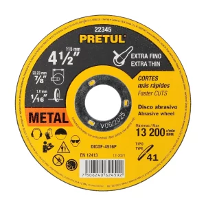DISCO CORTE FINO DE METAL  1, 4-1/2'', 1.6 MM PRETUL